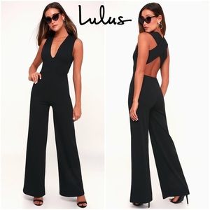 Lulus Thinking out loud backless black jumpsuit